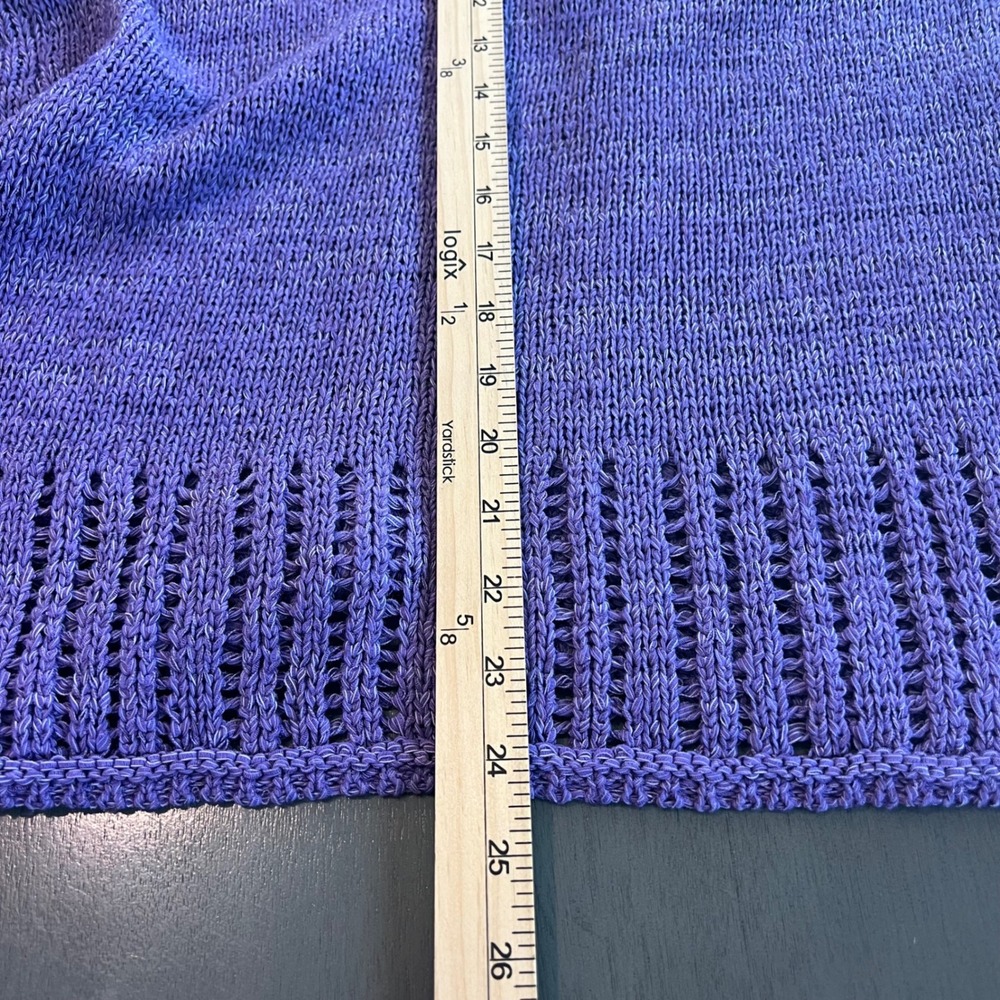 Canda Collection Purple Tie Front Pointelle Knit Cardigan Sweater Beaded Tassels - Picture 8 of 9